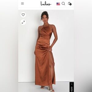 Satin bridesmaid dress backless burnt orange